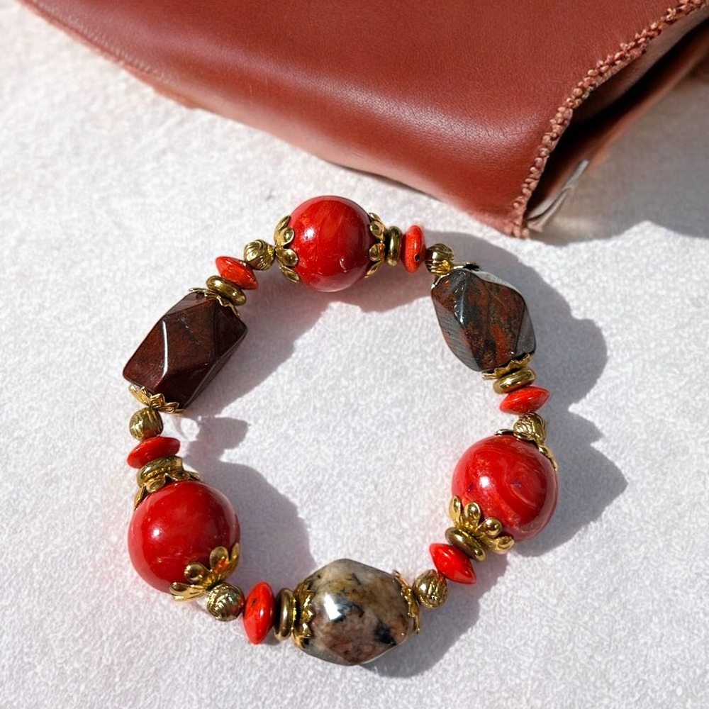 Radiant Red and Gold Charm Bracelet